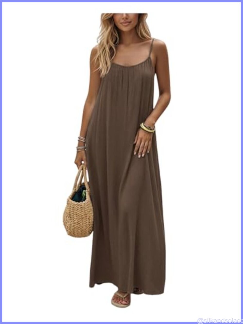 Backless Spaghetti Strap Maxi Dress Flowy Swing Sundress Casual